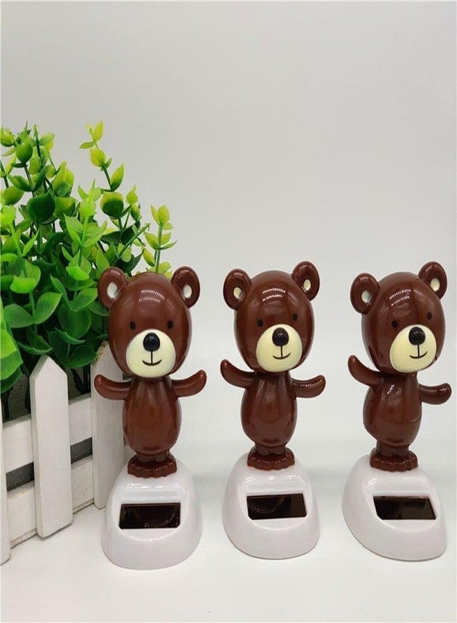 SquarezhenBo 1Pc Brown Solar Dancing Bear Ornament Solar Powered Dancing Figurine Car Dashboard Decor, Bobbling Head Bear Ornaments Shaking Head Dolls Solar Power Kits - Image 5